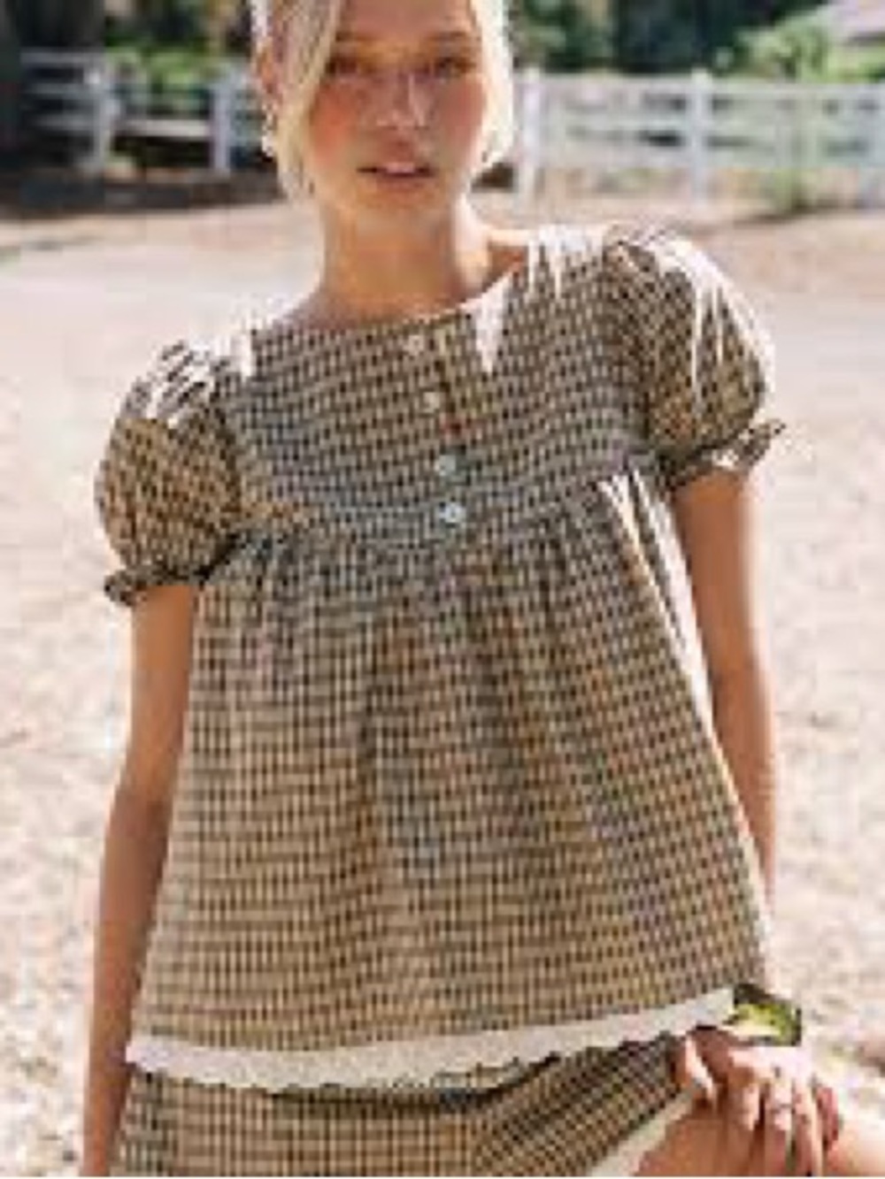 Chandelier Check Babydoll Top NWT